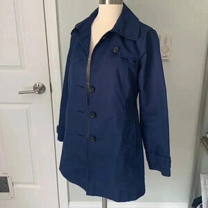 LL Bean navy blue trench coat